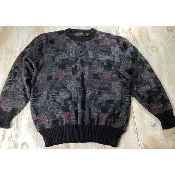 Michael Gerald Sweater Men's Medium Grandpacore Coogi Black Red Green Purple - Picture 1 of 6